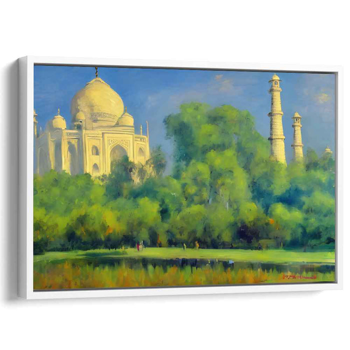 Emerald Taj Mirage: Taj Mahal Amidst Verdant Splendor Canvas Art Print