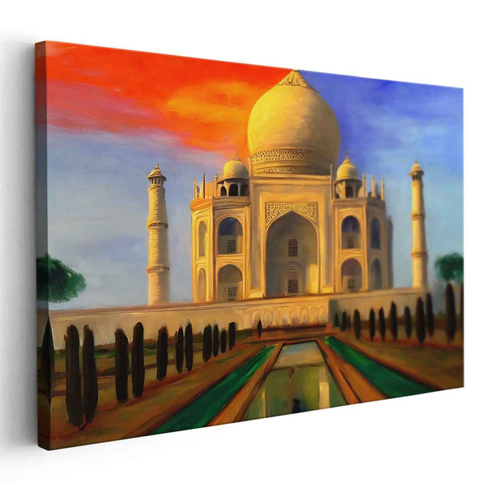Love's Eternal Monument: Romantic Realism Taj Mahal Canvas Art