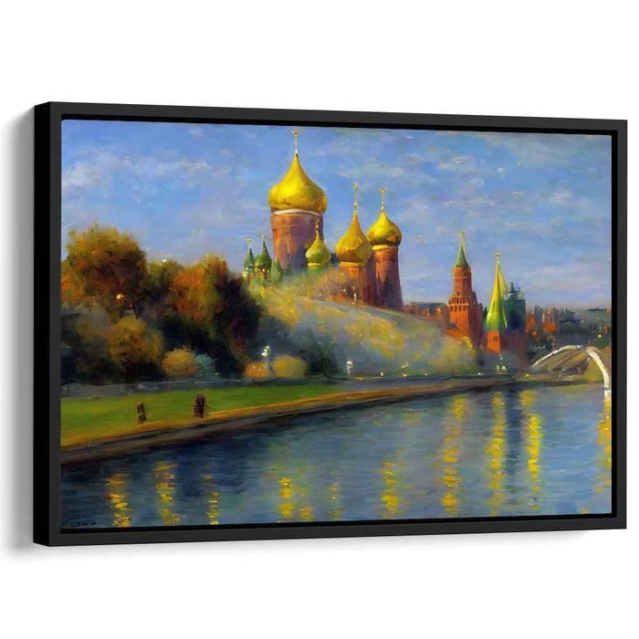 Golden Domes at Dusk: Impressionist Russian Landscape Canvas Art Print
