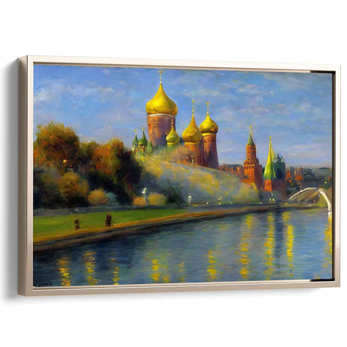 Golden Domes at Dusk: Impressionist Russian Landscape Canvas Art Print