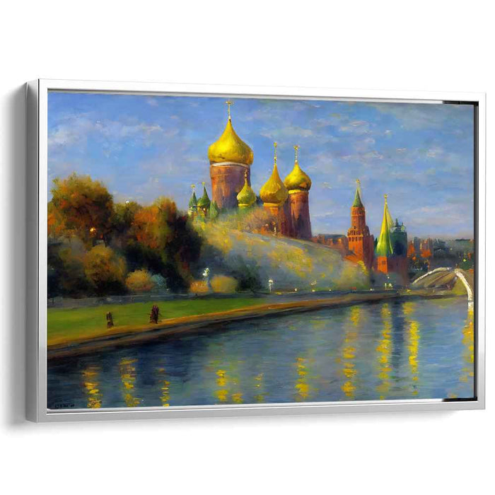 Golden Domes at Dusk: Impressionist Russian Landscape Canvas Art Print