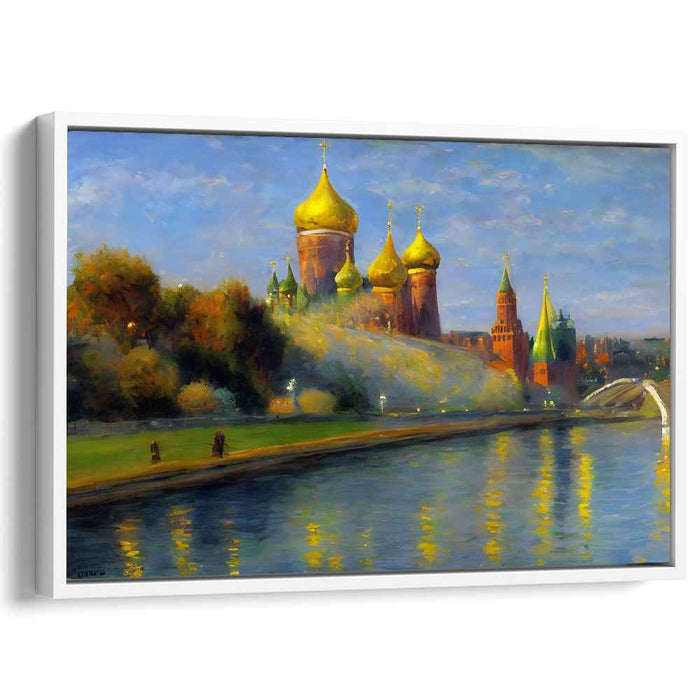 Golden Domes at Dusk: Impressionist Russian Landscape Canvas Art Print