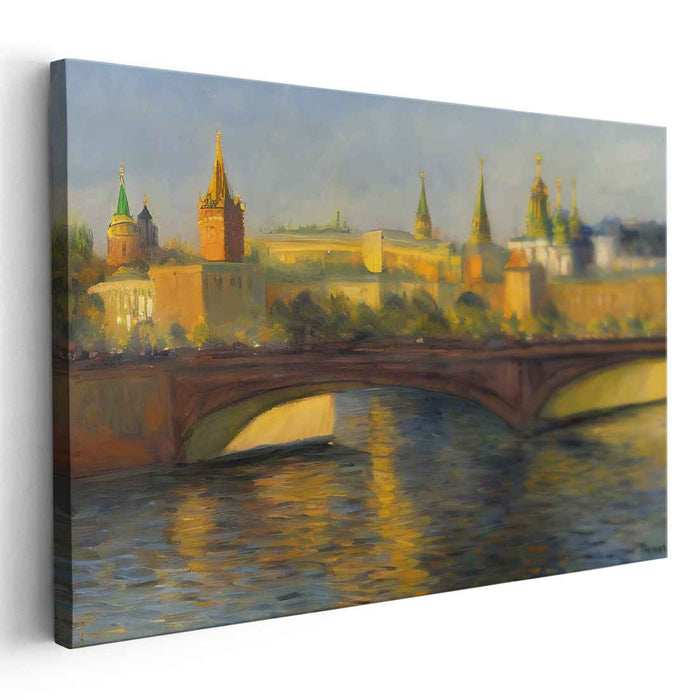 Twilight Tales of Old Charm: European Cityscape at Dusk Canvas Art Print