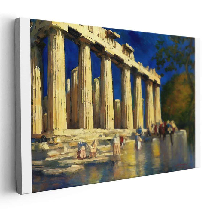 Twilight Echoes Temple Glory: The Majestic Parthenon at Dusk Canvas Art Print