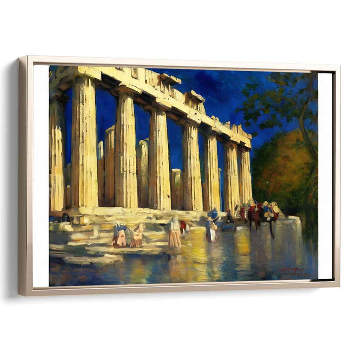 Twilight Echoes Temple Glory: The Majestic Parthenon at Dusk Canvas Art Print