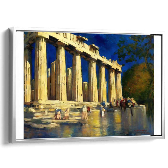 Twilight Echoes Temple Glory: The Majestic Parthenon at Dusk Canvas Art Print