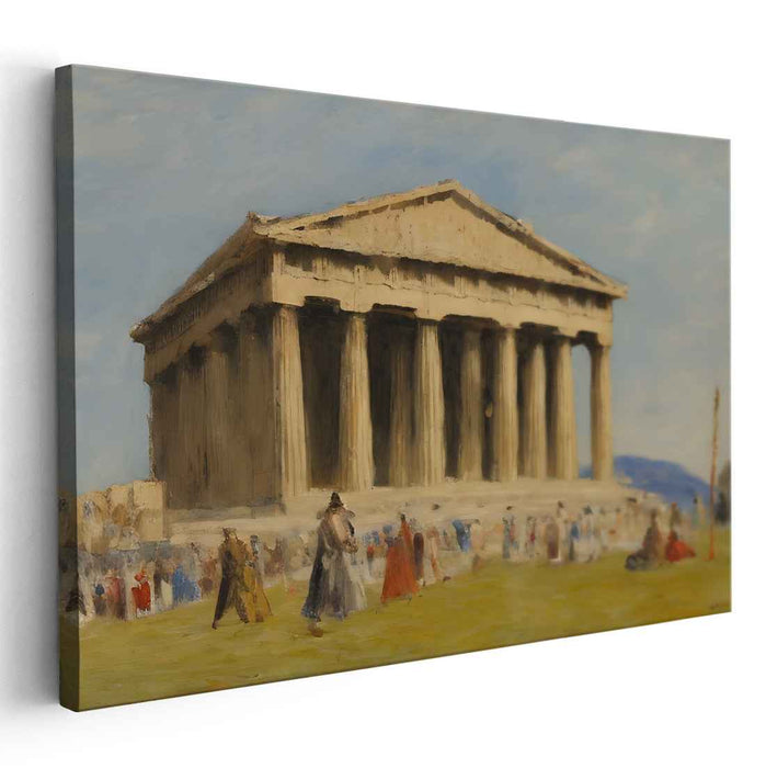 Ancient Pillars Echo History: Classical Temple in Antiquity Canvas Art Print