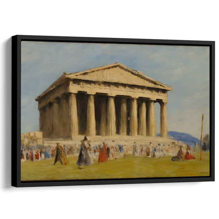 Ancient Pillars Echo History: Classical Temple in Antiquity Canvas Art Print