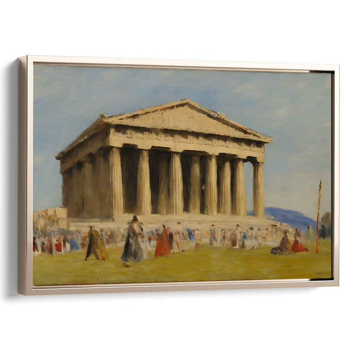 Ancient Pillars Echo History: Classical Temple in Antiquity Canvas Art Print