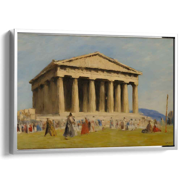 Ancient Pillars Echo History: Classical Temple in Antiquity Canvas Art Print