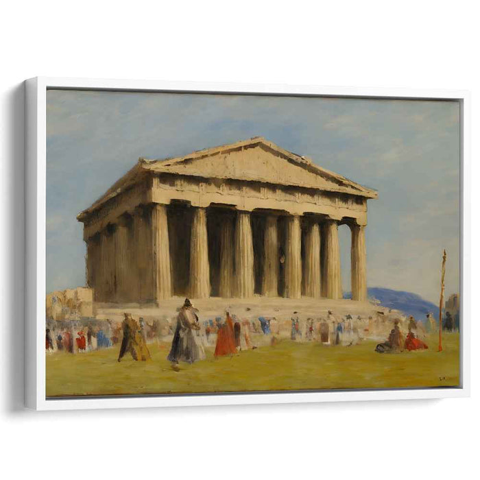 Ancient Pillars Echo History: Classical Temple in Antiquity Canvas Art Print