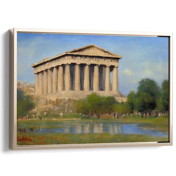 Timeless Zen Haven: Classic Temple in Pastoral Landscape Canvas Art