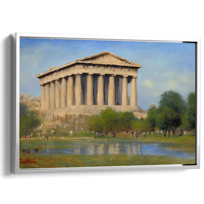 Timeless Zen Haven: Classic Temple in Pastoral Landscape Canvas Art