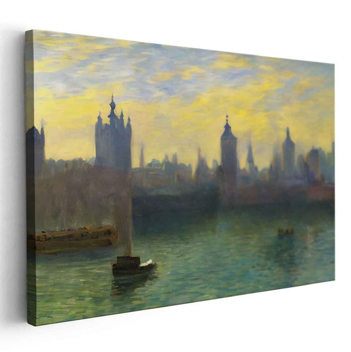 Aqua Melody: Serene River Thames Landscape Canvas Art
