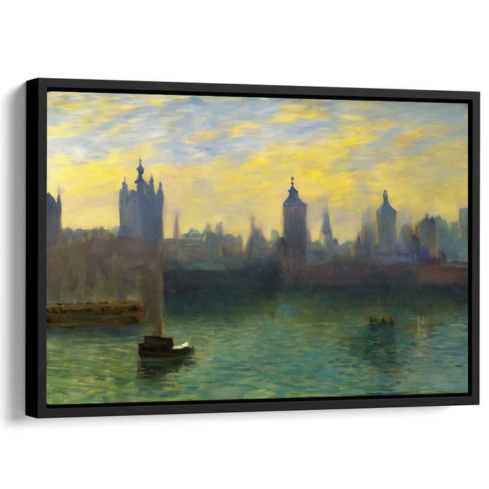 Aqua Melody: Serene River Thames Landscape Canvas Art