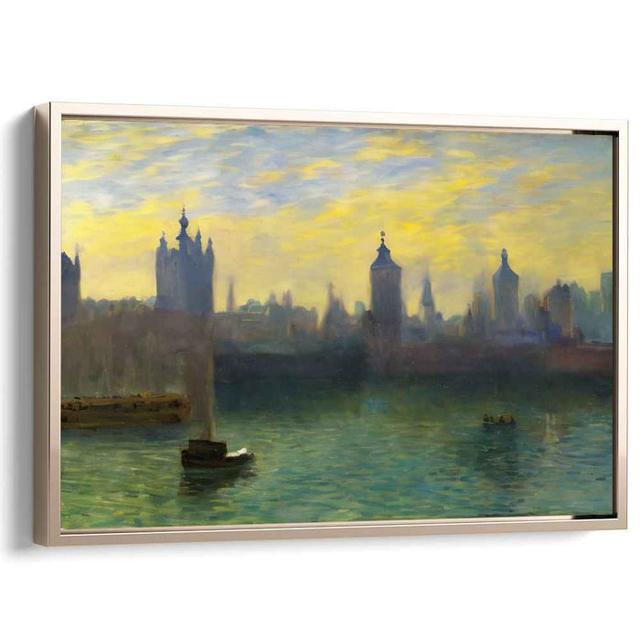 Aqua Melody: Serene River Thames Landscape Canvas Art