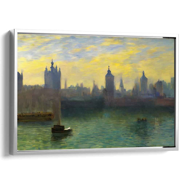 Aqua Melody: Serene River Thames Landscape Canvas Art