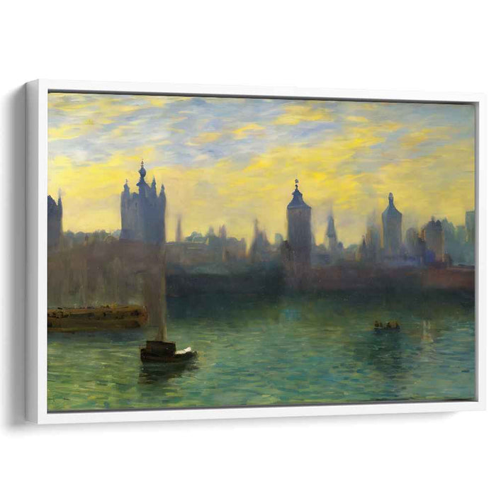 Aqua Melody: Serene River Thames Landscape Canvas Art