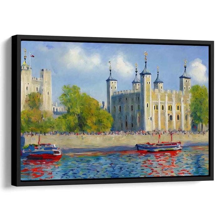 Misty Monet's London Reflections: Impressionist View of the Tower of London on Canvas