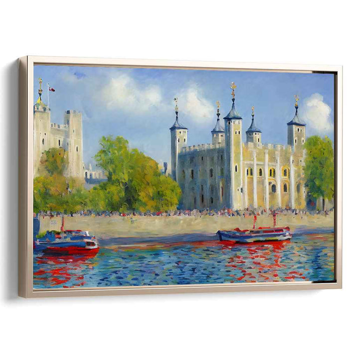 Misty Monet's London Reflections: Impressionist View of the Tower of London on Canvas
