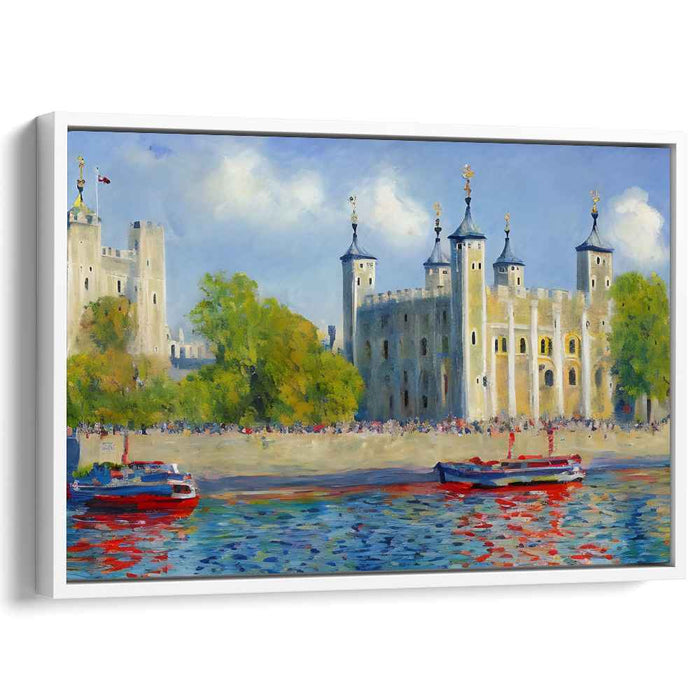Misty Monet's London Reflections: Impressionist View of the Tower of London on Canvas