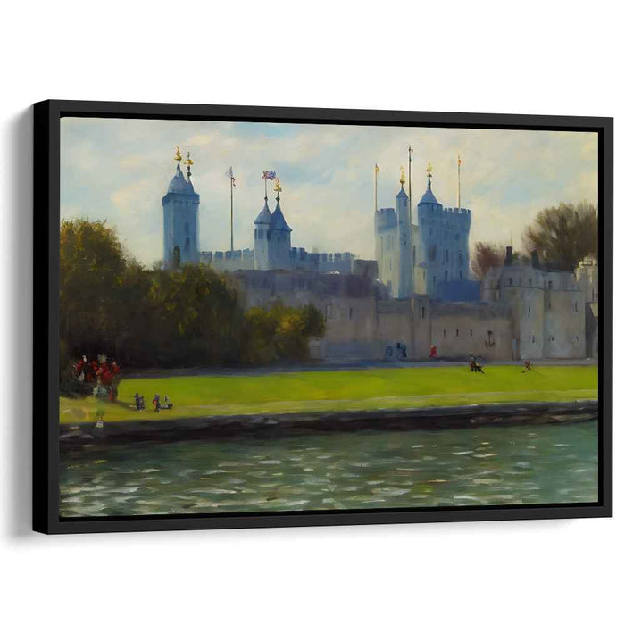 Whispers Of Towering Thames: Serene River Thames and Tower of London Canvas Art