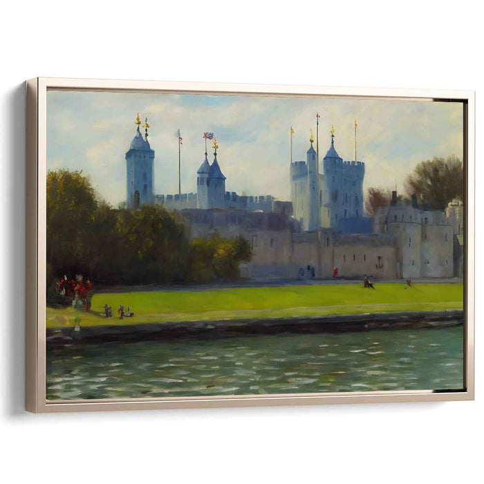 Whispers Of Towering Thames: Serene River Thames and Tower of London Canvas Art