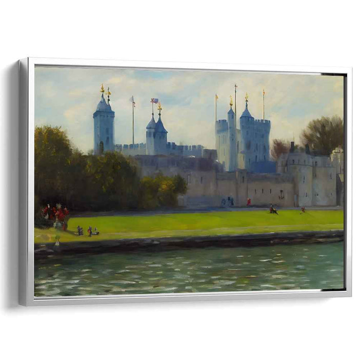Whispers Of Towering Thames: Serene River Thames and Tower of London Canvas Art