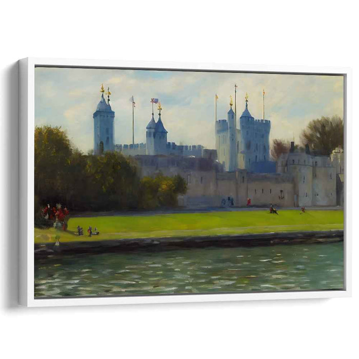 Whispers Of Towering Thames: Serene River Thames and Tower of London Canvas Art