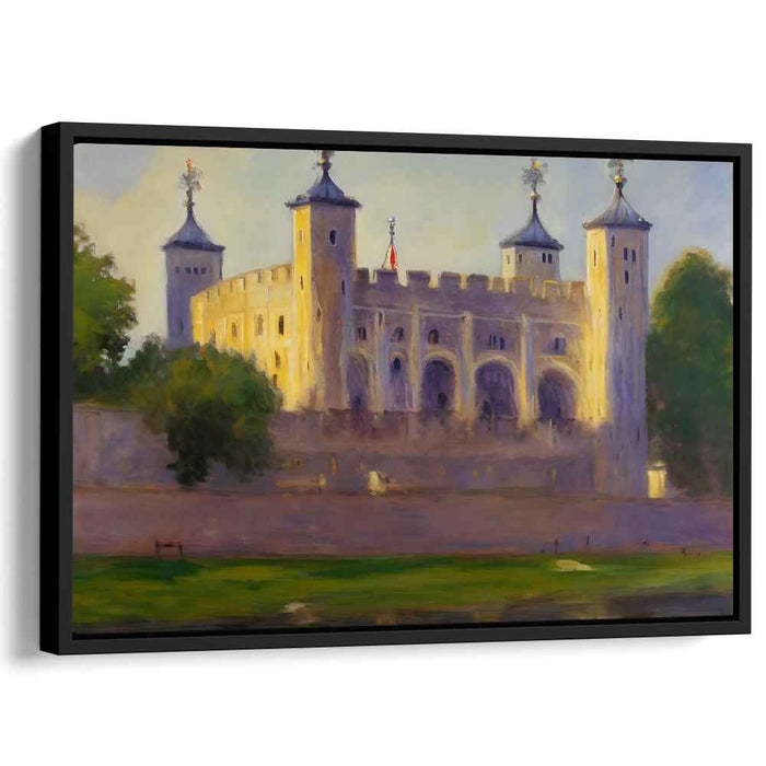 Moonlit Dreamscape Retreat: Romantic Castle Landscape Canvas Art Print