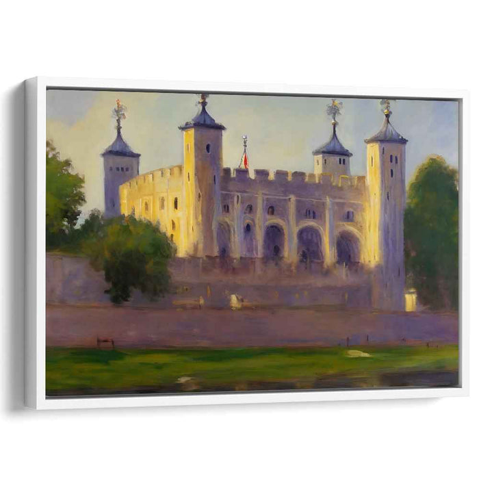 Moonlit Dreamscape Retreat: Romantic Castle Landscape Canvas Art Print