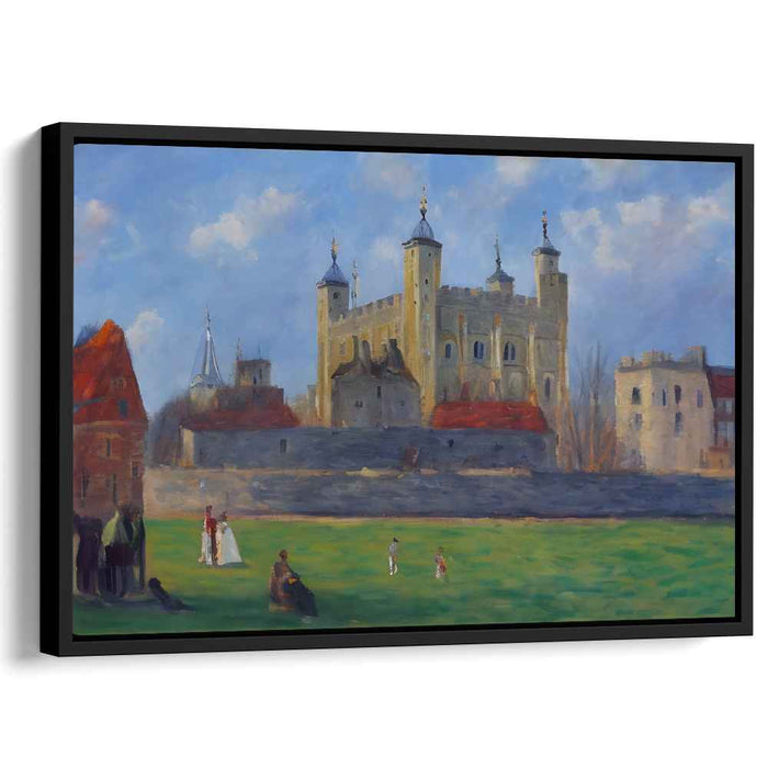 Serene Day at the Tower of London: A Realist Landscape Canvas Art Print