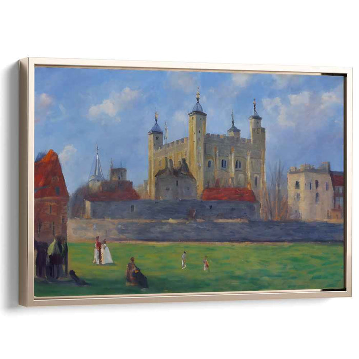 Serene Day at the Tower of London: A Realist Landscape Canvas Art Print