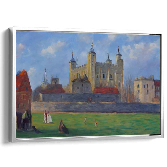 Serene Day at the Tower of London: A Realist Landscape Canvas Art Print