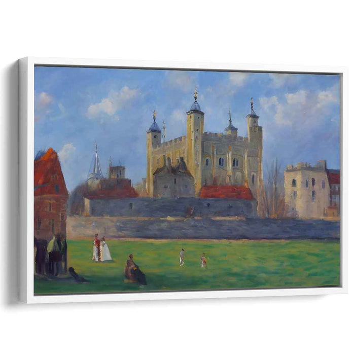 Serene Day at the Tower of London: A Realist Landscape Canvas Art Print