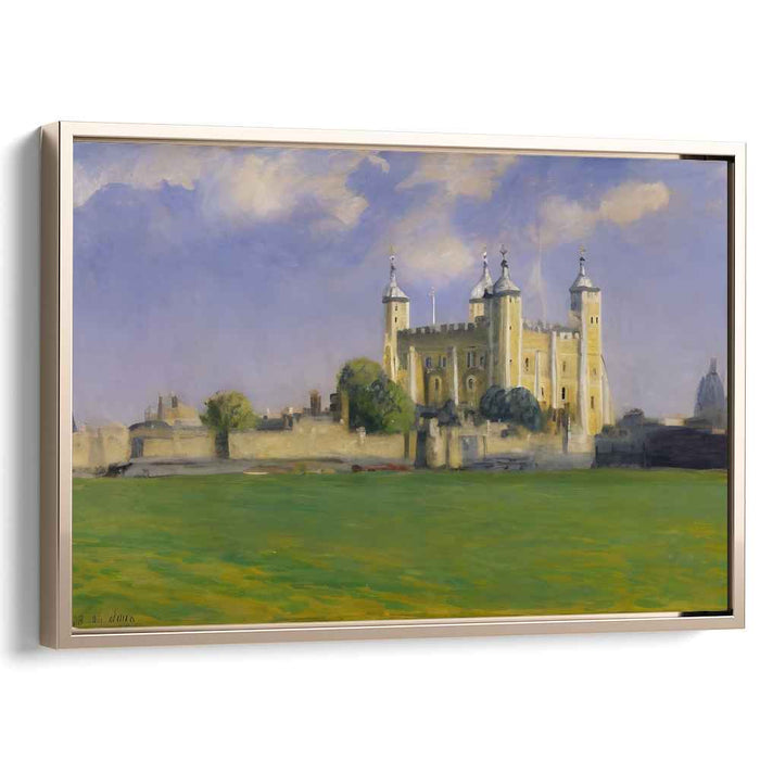 Emerald Keep Enchantment: Majestic Castle Amidst Verdant Fields Canvas Art Print