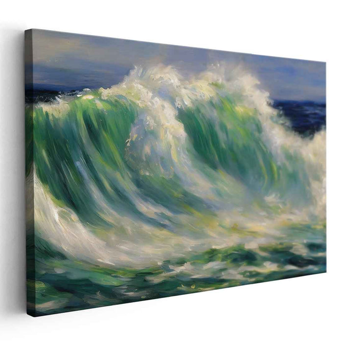 Swirling Echoes: Dynamic Impressionist Wave Canvas Art Print