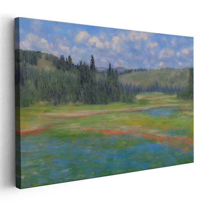 Peaceful Patchwork Pastures: Serene Landscape Canvas Art Print