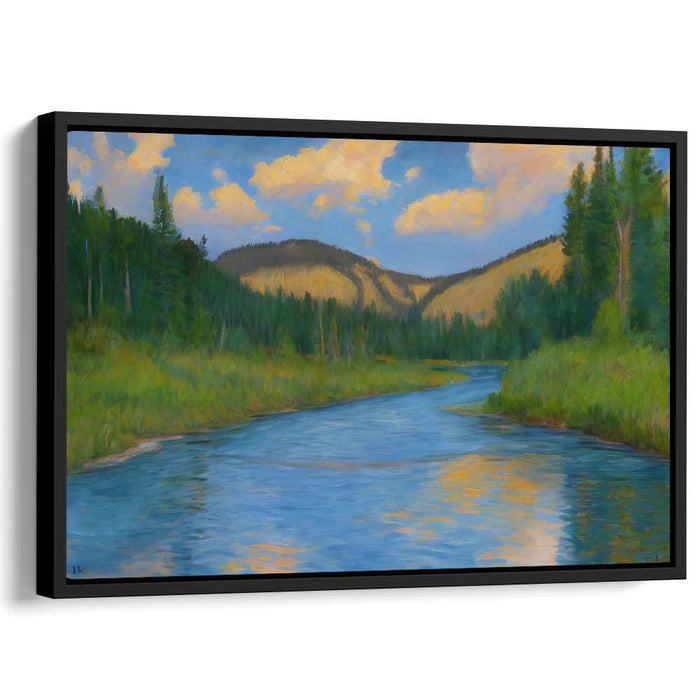 Water's Mirror Dance: Impressionist Landscape with Reflective Waters