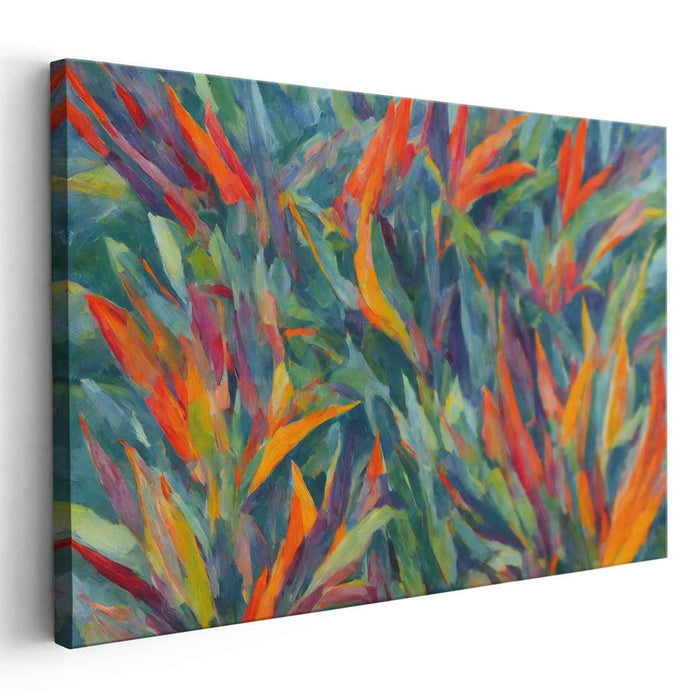 Bold Leaf Symphony: Vibrant Foliage in Bold Hues Canvas Art Print