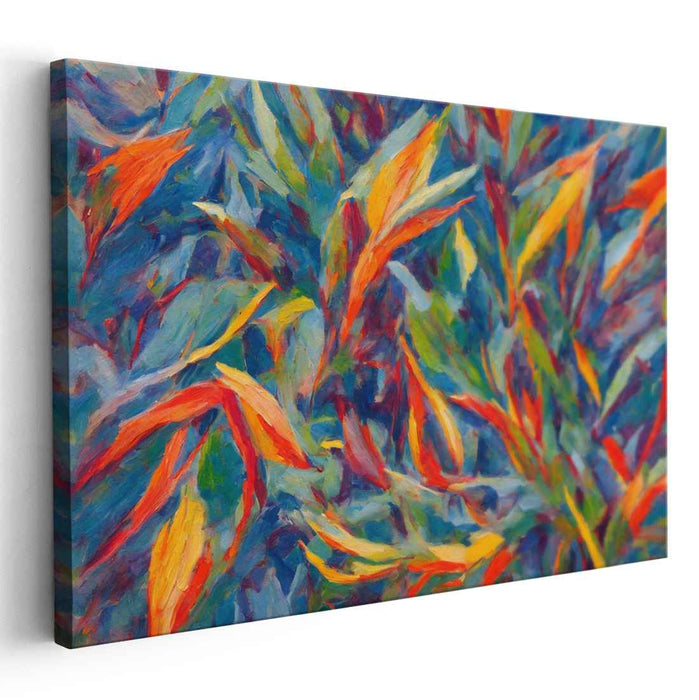 Leafy Whirlwind: Vibrant Abstract Foliage Canvas Art Print