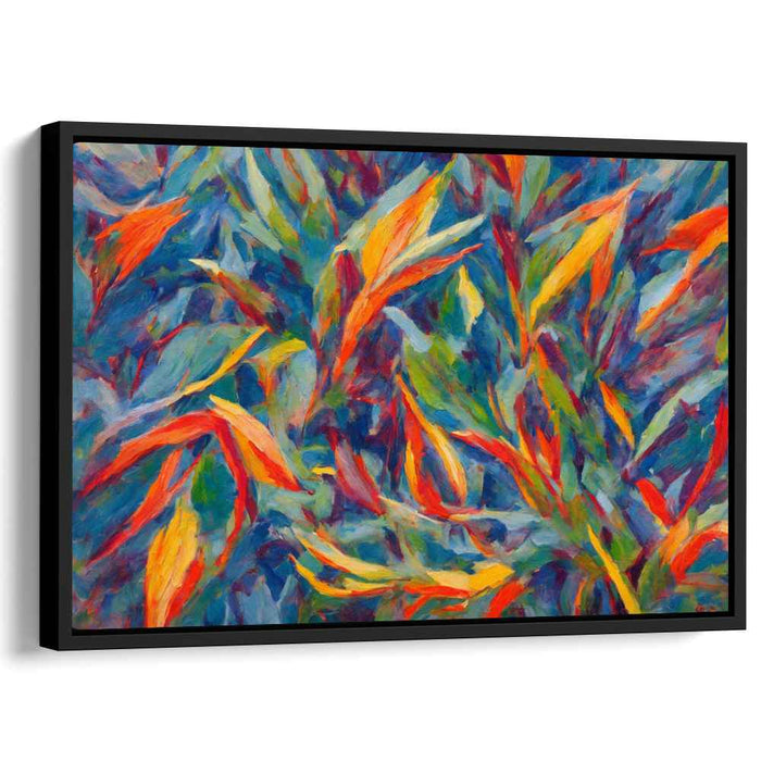 Leafy Whirlwind: Vibrant Abstract Foliage Canvas Art Print