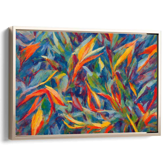 Leafy Whirlwind: Vibrant Abstract Foliage Canvas Art Print
