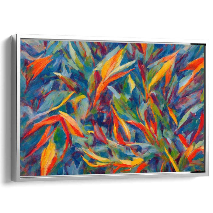 Leafy Whirlwind: Vibrant Abstract Foliage Canvas Art Print
