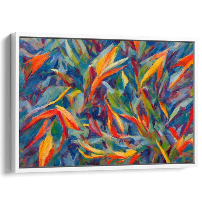 Leafy Whirlwind: Vibrant Abstract Foliage Canvas Art Print