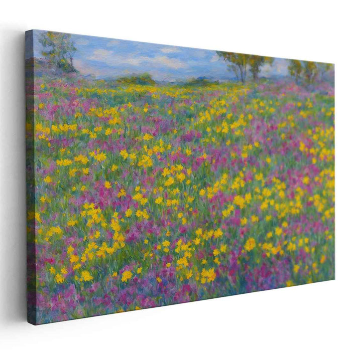 Field Poetry: Impressionist Wildflower Landscape Canvas Art