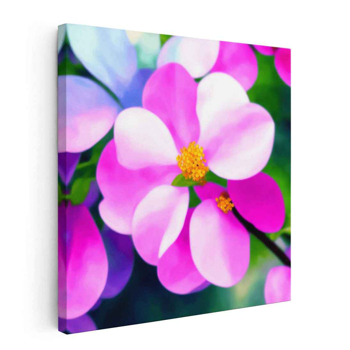 Petals of Blush Bloom: Vibrant Pink and White Floral Canvas Art Print