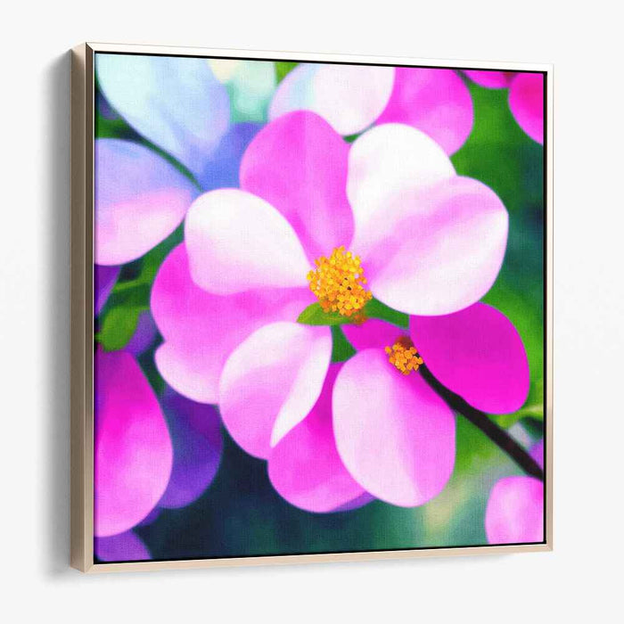 Petals of Blush Bloom: Vibrant Pink and White Floral Canvas Art Print