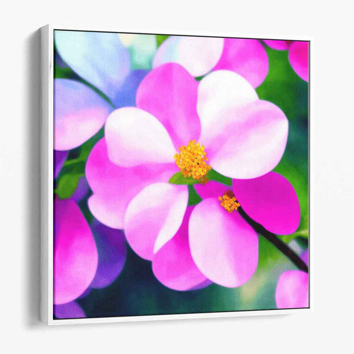 Petals of Blush Bloom: Vibrant Pink and White Floral Canvas Art Print