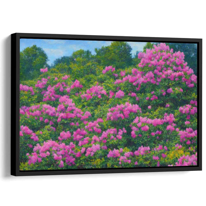Petals' Dance Symphony: Lush Pink Crepe Myrtle Landscape Canvas Art